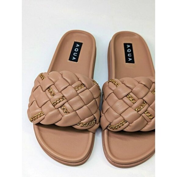 Aqua Women's Sofia Nude Woven Slide Sandals Size 9 (MSRP $108) - Picture 4 of 7